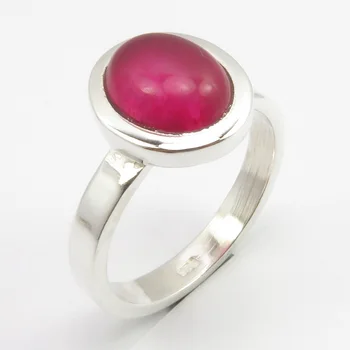 

Cabochon Red Quartzs Ring # 8 0.9+ Silv Classic Gift Jewelery