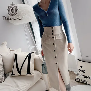 

Dabuwawa Solid Women Elegant Pencil Skirt Spring Autumn Office Lady Workwear Stretchy Bodycon Knee-Length Skirts DN1DSK010