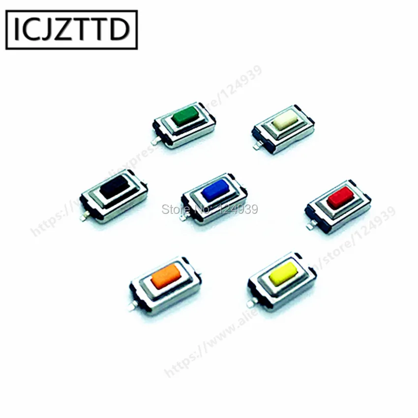100 шт. микропереключатель 3*6*2 5 мм 3x6x2 H SMD 2P Белый Красный Черный Синий Желтый