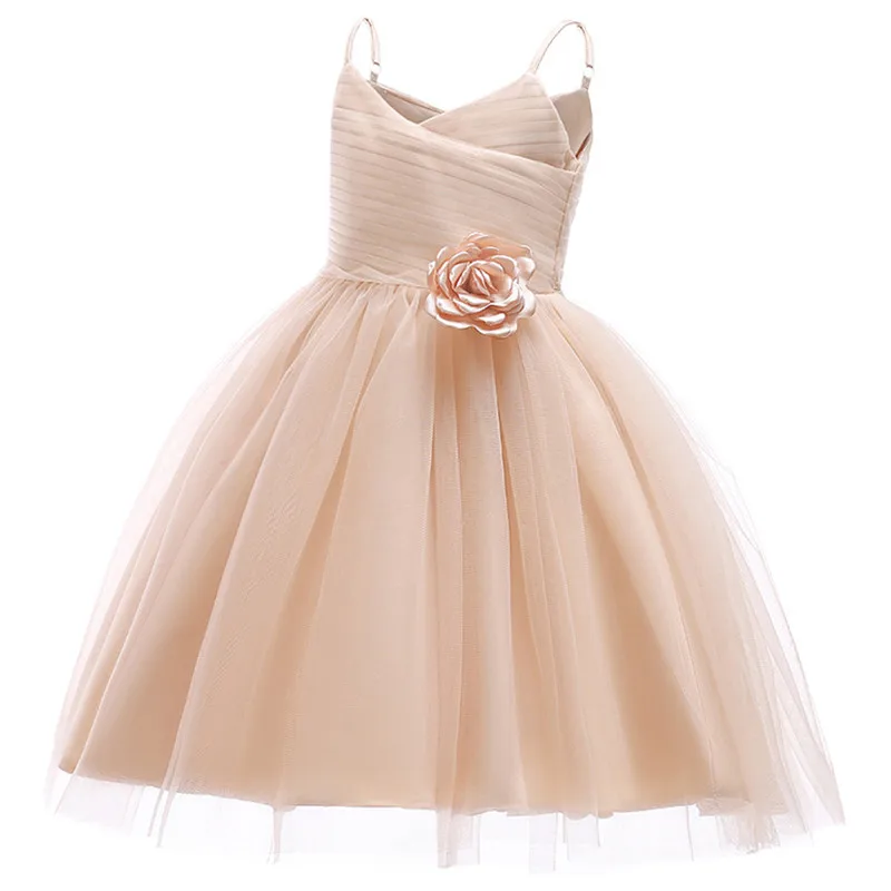 Свадебное кружевное платье-пачка с цветочным рисунком шампанского на бретельках для девочек, платье для девочек, детское платье для девочек, вечернее платье для девочек