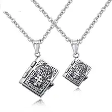 Hemiston ретро крест библейские мужчины и женщины любовники ожерелье может открыть молитвенный кулон ожерелье