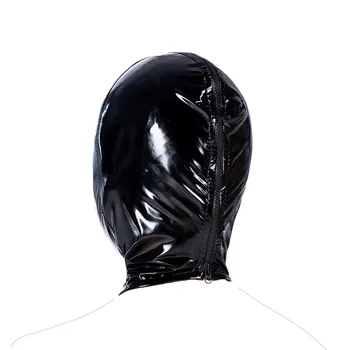Wetlook Leather Open Mouth Fetish Mask Hood Bondage Gear Erotic Products for Bdsm Adults Sex Games Blindfold Flirt Sexy Costumes 6