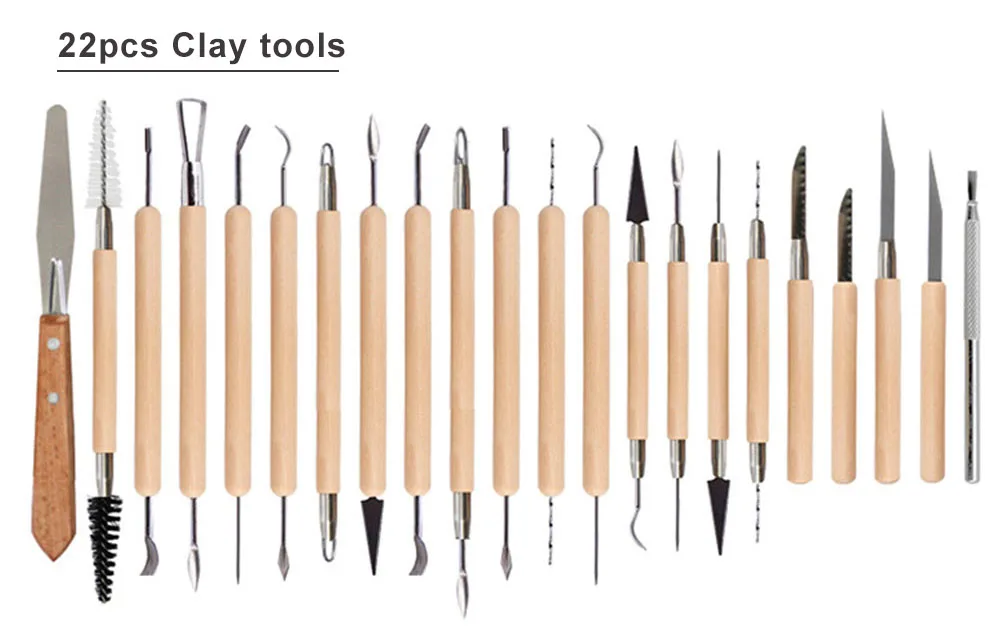 Искусство ремесла глиняные скульптуры инструменты гончарный набор инструментов для резки керамики и керамики керамические деревянные ручки инструменты для лепки из глины