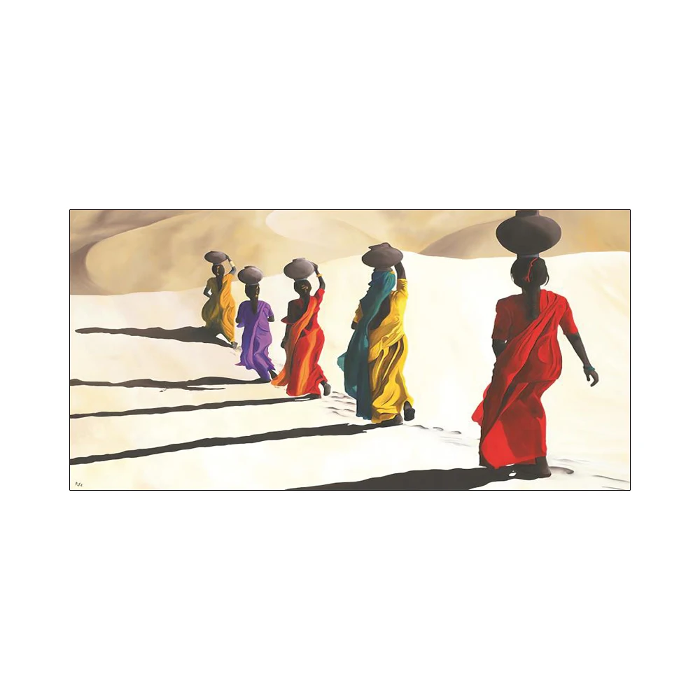 Pintura al óleo de una pieza de mujer africana sobre lienzo, imágenes de arte de pared abstracto de gran tamaño para sala de estar, decoración del hogar vintage, sin marco