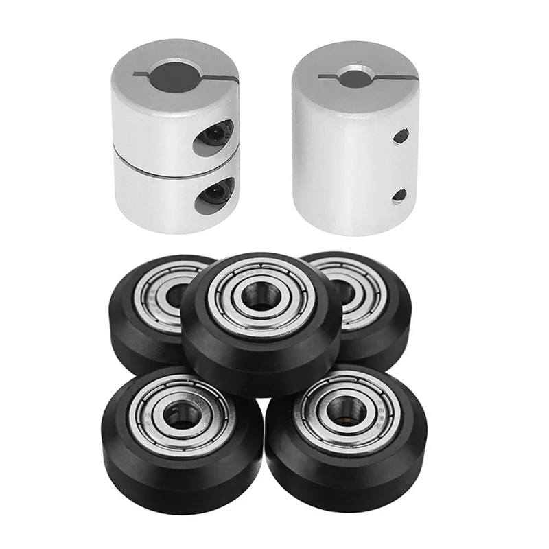 2Pcs High Torque Screw Motor Engraving Machine Coupling &amp 5Pcs V-Slot POM Material Large Pulley with Bearing 24Mm | Компьютеры и