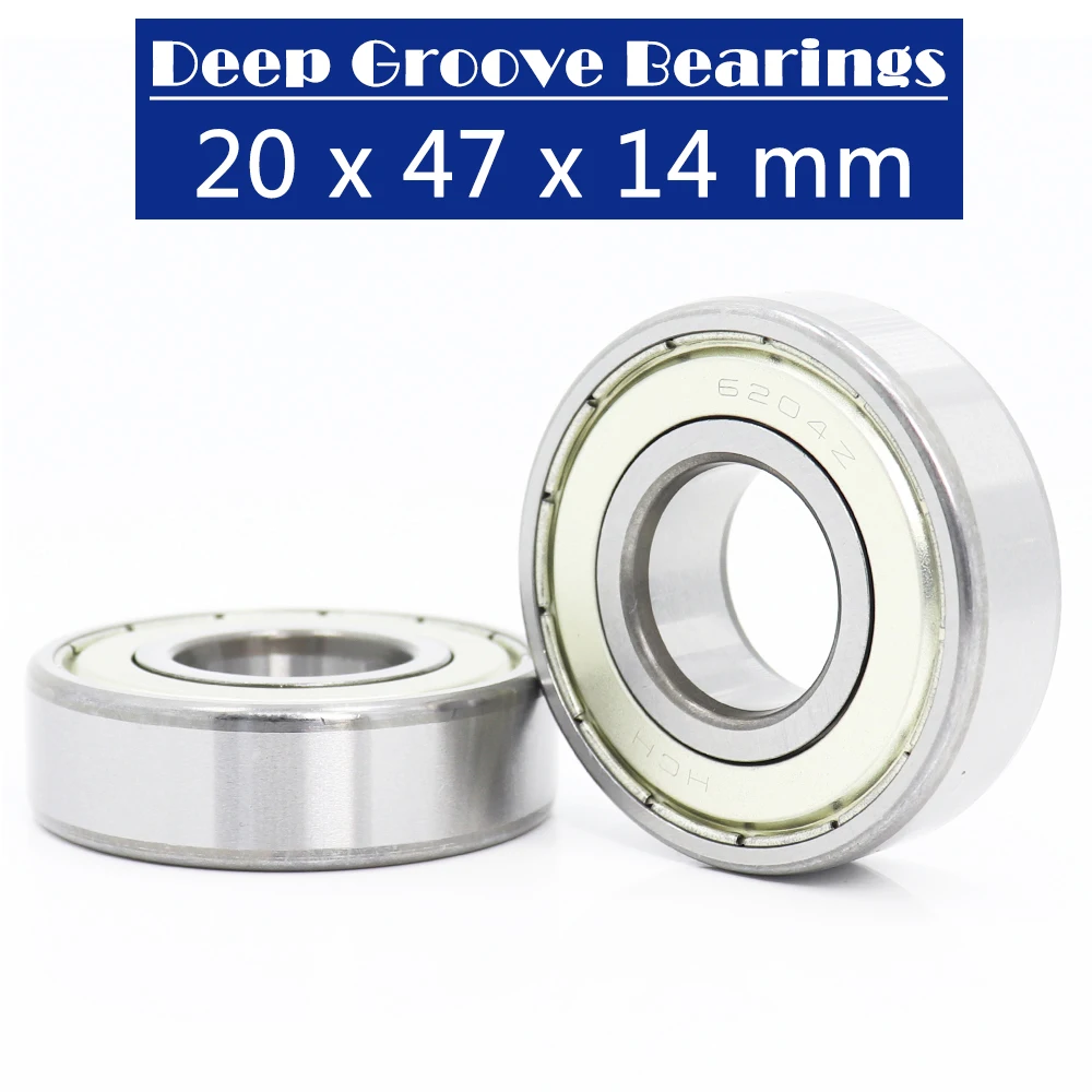 

6204ZZ Bearing 20*47*14 mm ( 2 PCS ) For Blowers Vacuums Saws Deep Groove 6204 Z ZZ Ball Bearings 6204Z