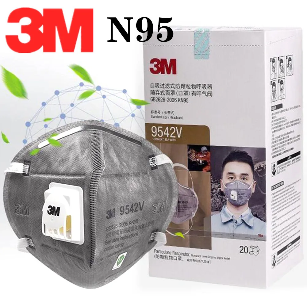 

25 pcs Original 3M 9542V Grey Safety Protective FFP2 Dust safe Masks Anti-PM 2.5 Sanitary Working Respirator With Filter