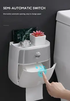 

1pc Waterproof Wall Mount Toilet Paper Holder Storage Towel Tissue Paper Box Rack Bathroom Toilet Tissue Tube Storage Box