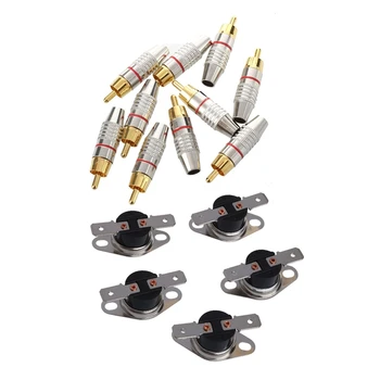 

15 Pcs Accessories: 10 Pcs Adapter o Coaxial Cable Connector RCA Plug & 5Pcs 90C 194F NC Temperature Thermal Switch