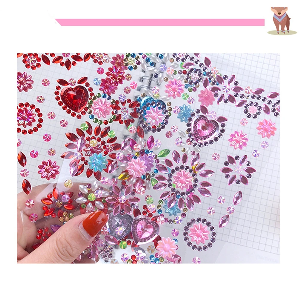 1 лист случайный цвет DIY Мобильная Наклейка для декора стен Корона кристалл бриллиант Стразы самоклеющиеся Скрапбукинг стикер s
