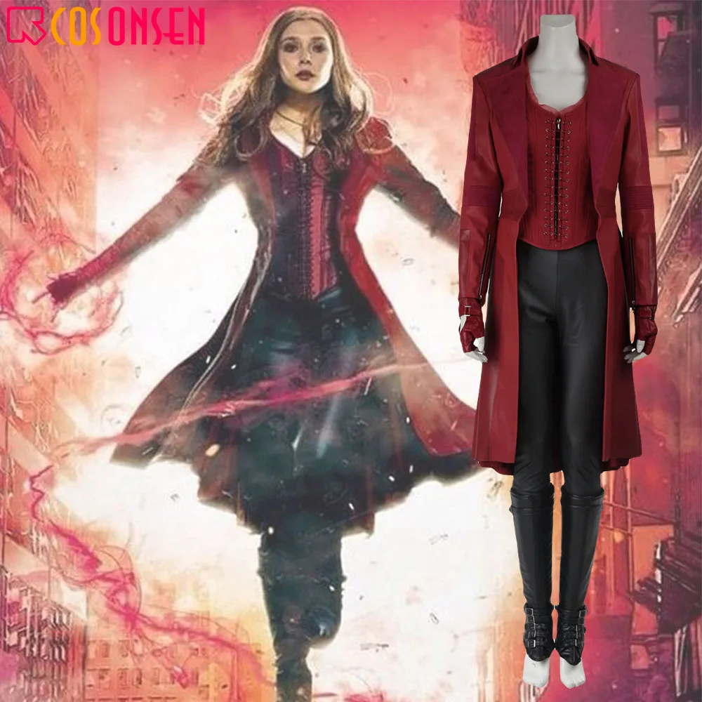 Avengers Civil War Scarlet Witch Cosplay Captain America 3 Wanda Maximoff Costume Leather Jacket Halloween Outfit COSPLAYONSEN