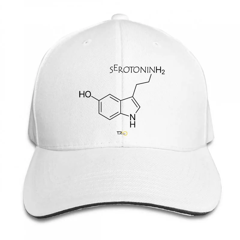 Бейсбольная кепка Serotonin chemical formula It all about chemistry line, черно-белая, с графическим рисунком, с круглым вырезом, для мужчин и женщин, Кепка-Дальнобойщик - Цвет: 2-White