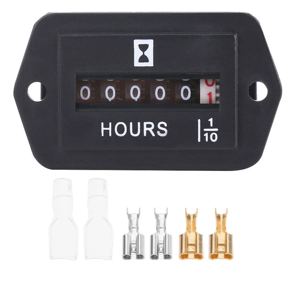 

HM002 mechanical hour meter 6V-80V DC Black ABS car Hour meter Automobile decoration accessories car Timer Gauge