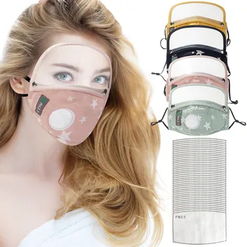 

Cotton Windproof Outdoor Face Face Mask With Eyes Shield + 10 Filters Reuseable Cloth Mouth Cover Washable mondmaskers masques