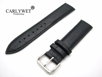 

CARLYWET 12 14 16 18 20 22 24mm Real Calf Leather Classic Alligator Grain Watch Band Strap Belt For Seiko Tudor Rolex IWC