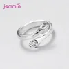 Exquisite 100% 925 Silver  Hugging Hands Rings for Lovers' Engagement Wedding Jewelry Open Finger Rings for Women Femme 2
