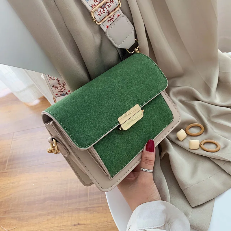 

Popular WOMEN'S Bag 2019 Autumn New Style Versatile Messenger Bag INS Fashion Wide Strap Dull Polish Square Sling Bag