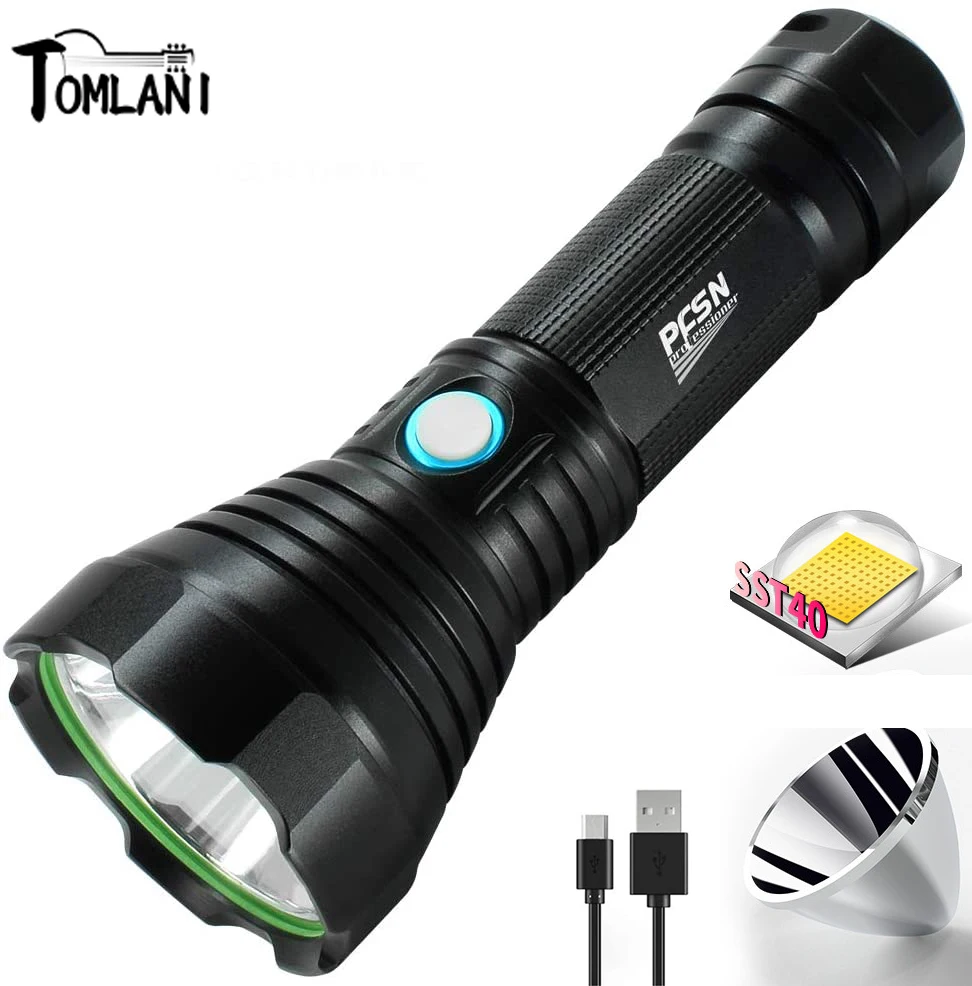 

10000 Lumen USB Rechargeable Flashlight Powerful LED Torch with Long Range Throwing with 4 Modes Waterproof Searchlight Outdoor