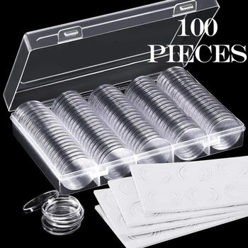

100 Pieces 30MM Coin Capsules 5 Sizes Protect Gasket Coin Holder Case with Storage Organizer Box for Coin Collection Supplies