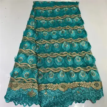 

2020 latest African Lace Fabric With Beaded Swiss Voile Lace.High Quality Fashion French tulle Lace Fabrics 5Yards For Wedding