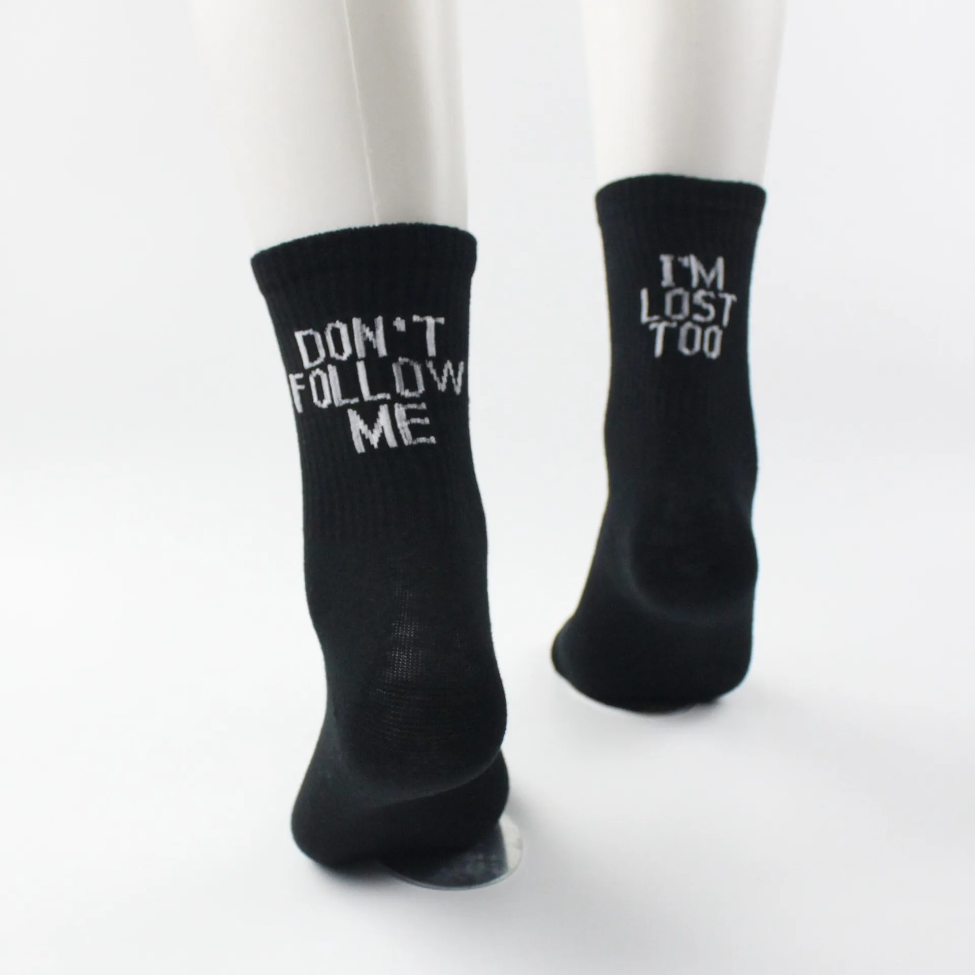 Забавные халахуку напечатанное слово носки креативные каблуки sokken хип-хоп улица скейтборд корзина Бальные чулки унисекс - Цвет: Black