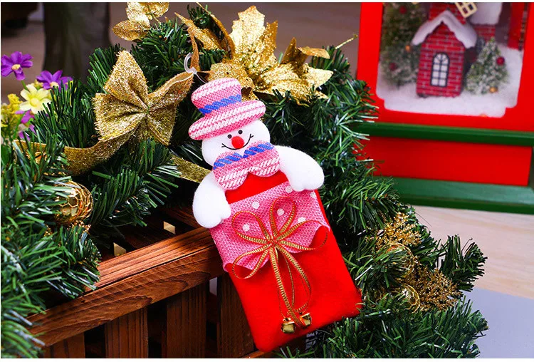 Cute Christmas Bag Santa Claus Bear Elk Snowman Small Christmas Gift Candy Bags Hanging Accessories Christmas Tree Docoration