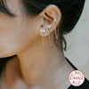 2pcs Plata De Ley 925 Earring Chain Bee Leopard Moon Star Stud Earrings for Lovers' Women Bling Zircon Pendientes Tassel Link ► Photo 2/6