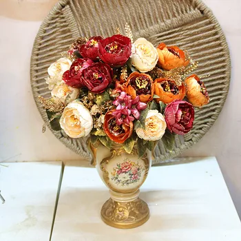 

1 bouquet glitter peony rose european style luxurious flower 11 heads