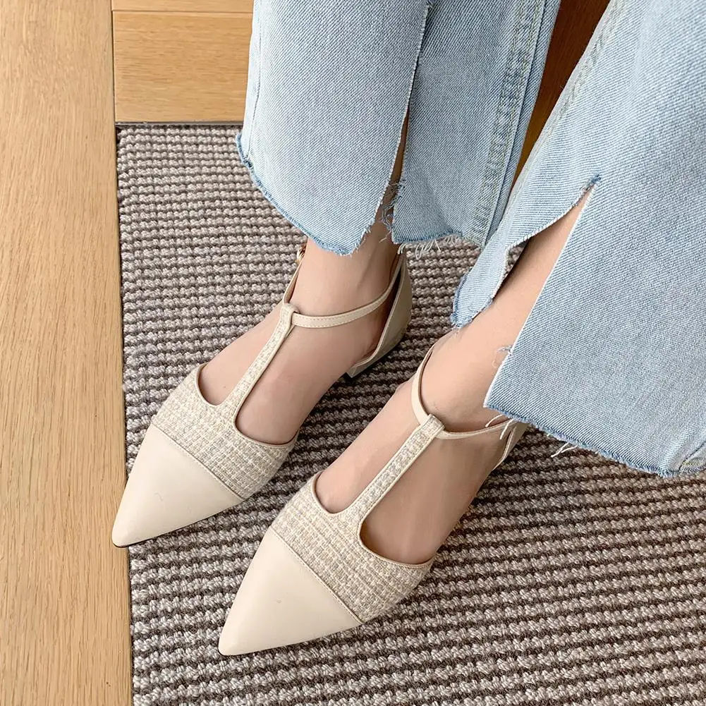 

Karinluna New Arrivals High Quality Luxury Design Genuine Leather Pointed Toe Summer Women Shoes Woman Flat Sandals Female