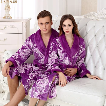 

Soft Lovers Bath Robe Casual Warm Homewear Lace Embroidery flower Long Sleeve Robe Sexy Bath Robe халат женский теплый
