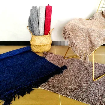 

NEW Cotton and Linen Tassel Hand Woven Carpet Floor Mat Door Bedroom Tapestry Decorative Blanket Tea Living Room Carpet Area Rug