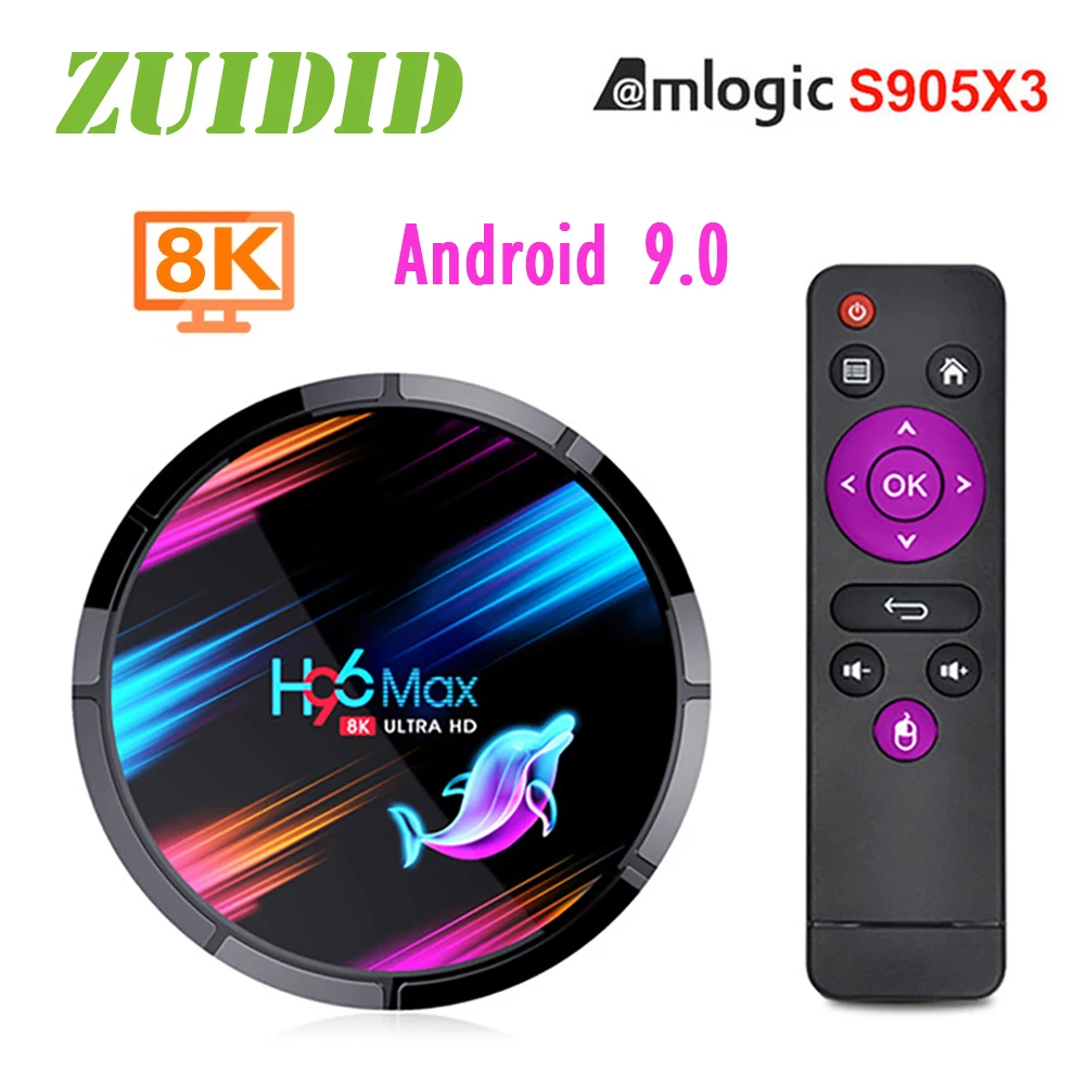H96 MAX X3 Amlogic S905X3 Android TV Box 8K 1000 м двухъядерный процессор Wi-Fi ТВ коробка 9 0 Смарт YouTube