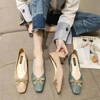 

2020 Fashion Lady Kitten Heel Leather Shoes AS0080