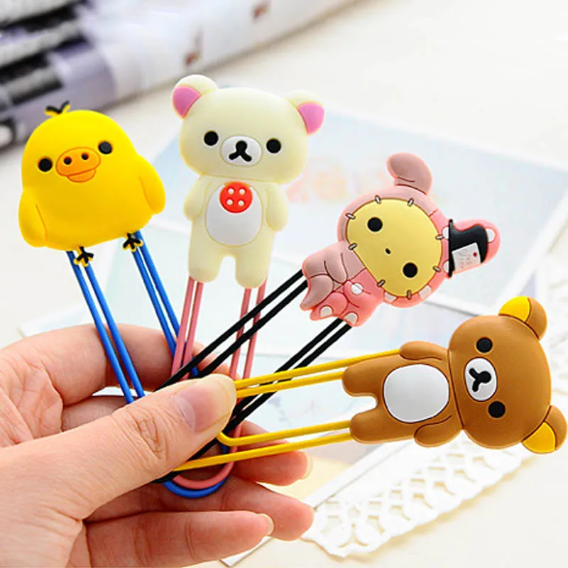 Study Binder Clips Paper Kawaii Stationery School Office Supplies Bookmark Cartoon 2Pcs Multifunction Rubber Paperclips | Дом и сад