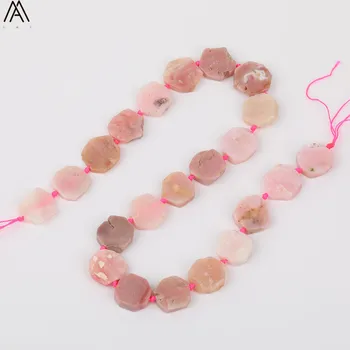 

Faceted Freeform Natural Pink Opal Slice Slab Loose Beads Pendant Necklace Strands DIY Jewelry Findings XT-11AMCE