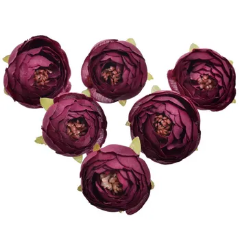 

Lulang Burgundy 15pcs Silk Flower Camellia Artificial Flower Head in bulk Wreaths Wedding Car Decoration Spring Decoration 2"