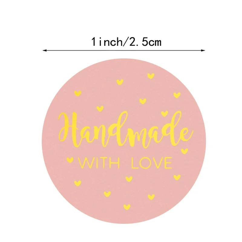 50-500pcs handmade with Love Stickers Baking label wedding sticker party label decoration envelope seal stationery black sticker