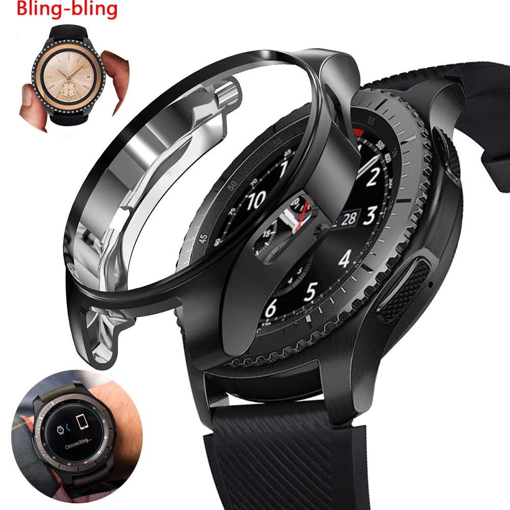 kwmobile Bague de Protection Compatible avec Samsung Galaxy Watch / Galaxy Gear S3 Frontier & Classic argenté-Noir Anneau avec Tachymètre pour Montre Connectée 46mm