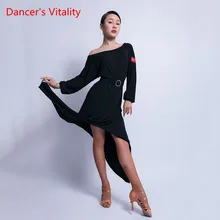 Женская юбка для латинских танцев, модное платье для взрослых, костюм для выступлений, новая одежда для профессиональной практики с длинным рукавом