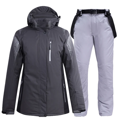 New-30 Men / Women Snow Suit Snowboarding sets Winter Outdoor Sports wear Waterproof windproof skiing jackets+ snow belt pants - Цвет: picture jacket pant