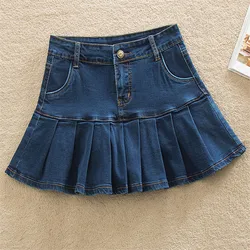 Saia jeans com babados 6xl 7xl harajuku y2k skater mulher cintura alta inferior feminino casual plissado micro mini curto jurken