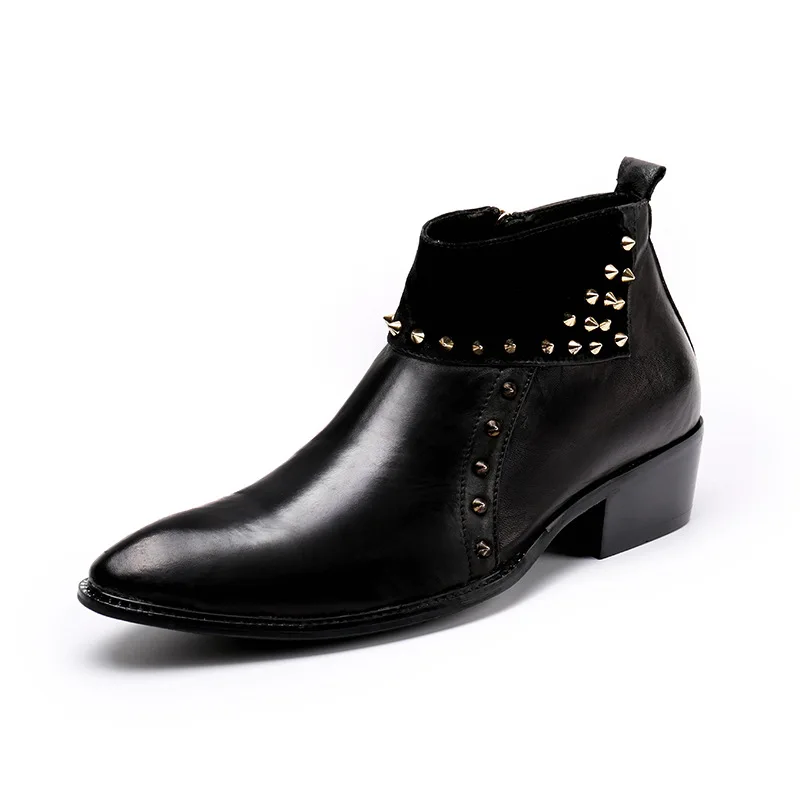 

Martin Boots Men's Summer High Top Short Boots Retro Desert Men's Shoes Buty Cow Leather Pointed Toe Ankle Genuine Leather Zip