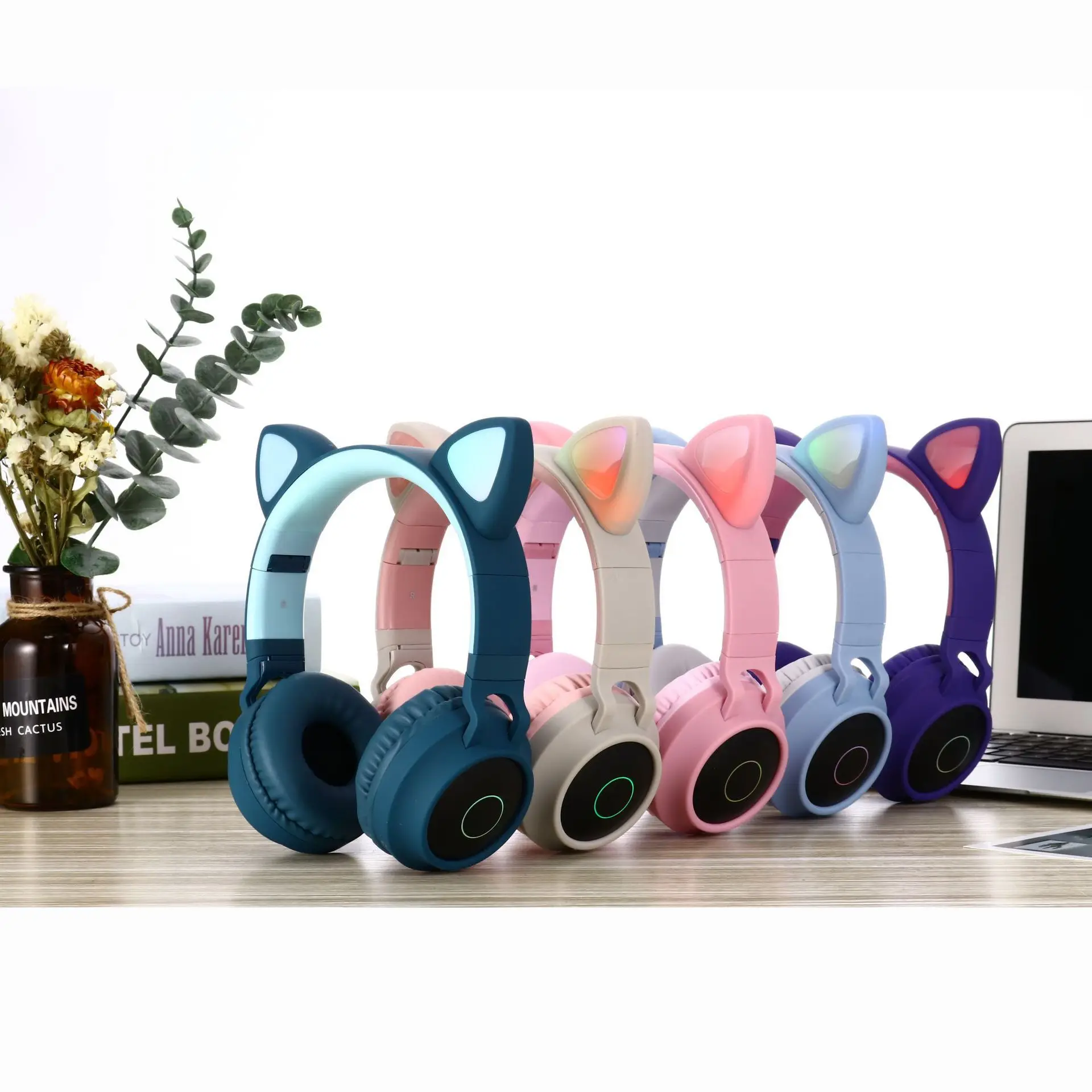 Cute Cat Ear Wireless Headphones Bluetooth 5 0 Earphones Headphone Gaming head phone