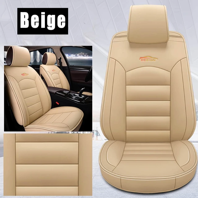 Auto Sitz Abdeckung Beige Schwarz Universal PU Leder Auto Sitzbezüge  Fahrzeug Sitzkissen Protector Pad Auto Innen Zubehör - AliExpress