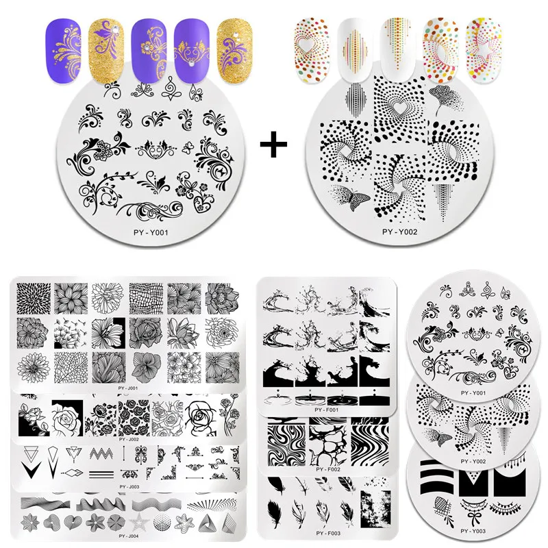 

PICT YOU Rectangle Nail Stamping Plates Geometric Stainless Steel Nail Image Stamp Tools Nail Stamping Template Kits
