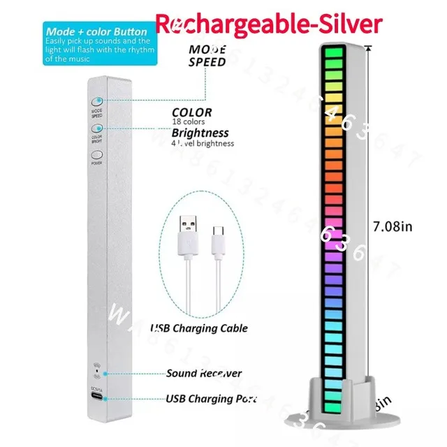 motion sensor night light New Rhythm Recognition Light Bar RGB Audio Control LED Light Colorful Type C Rechargeable Ambient LED Lamp Voice Control Strip l dinosaur light Night Lights