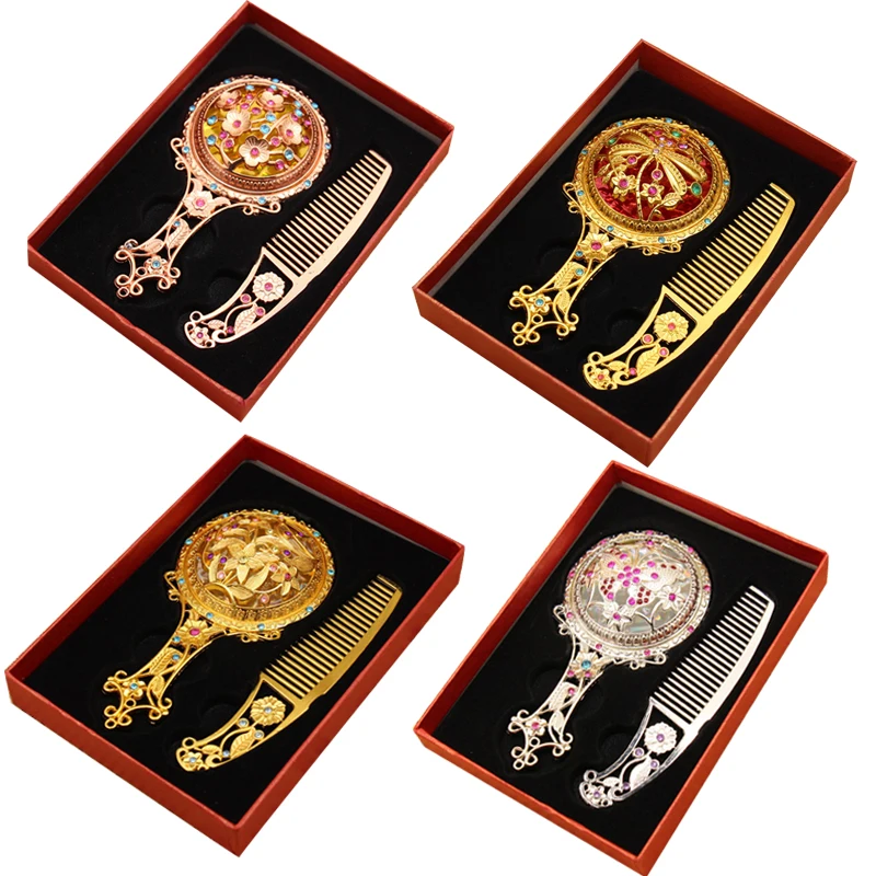 

1pc Makeup Mirror Adjustable Vanity Mirror Table Desk Cosmetic Hand Hold Oval Vintage Mirror Noble Beauty Tool light mirror New