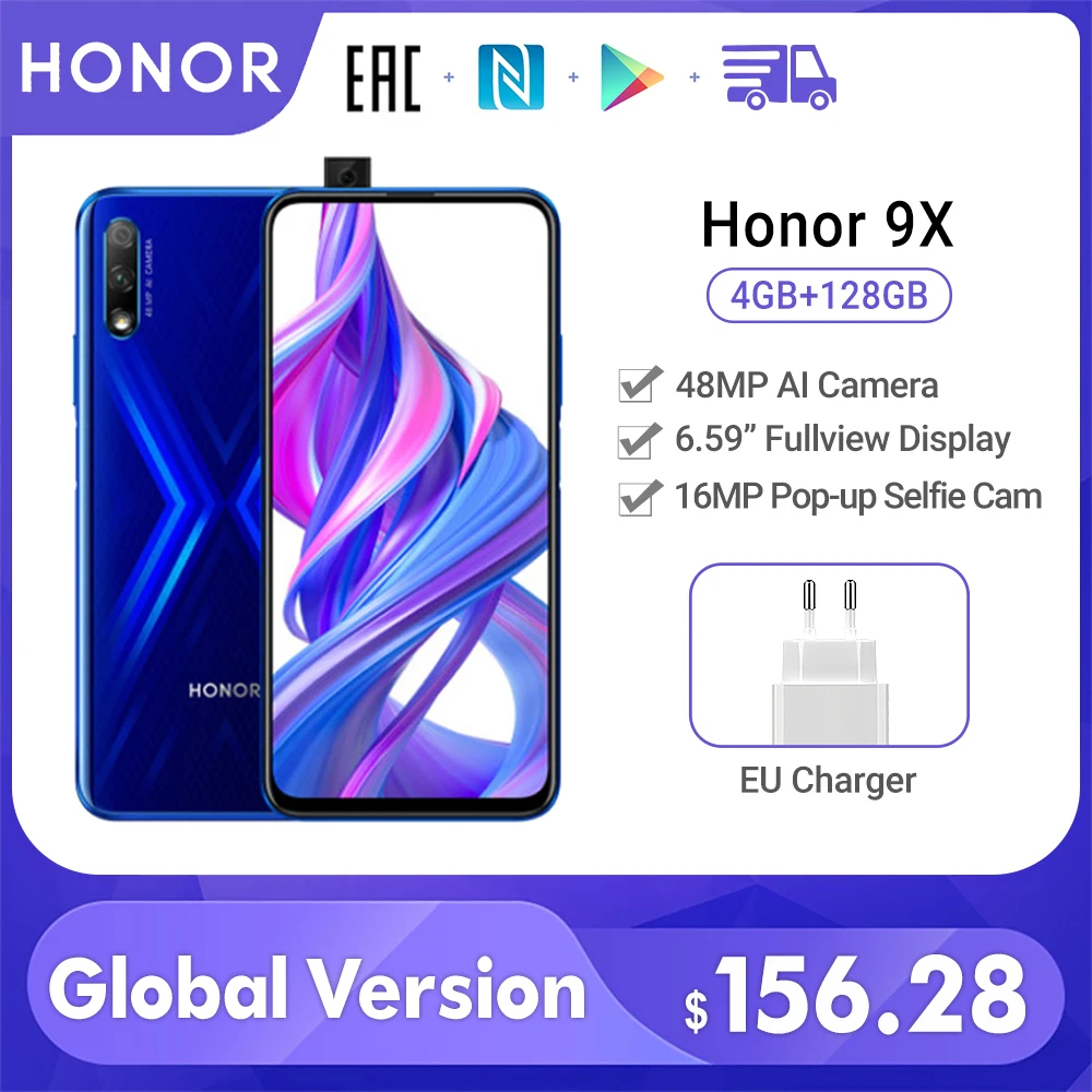 Special Version Honor 9X Smartphone 4G 128G 48MP Dual Cam 6.59” Mobile Phone Android 9 4000mAh OTA Google Play cellphone