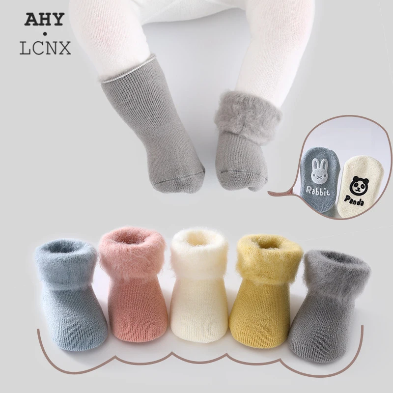 Precio bajo Calcetines de algodón para bebé, calcetín cálido para recién nacido, Color sólido, antideslizante, para niños y niñas de 0 a 3 años GR6Je1mGZyl