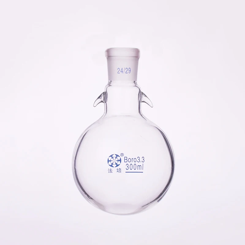 

Single standard mouth round-bottomed flask,With hook up,Capacity 300ml and joint 24/29,Single neck round flask